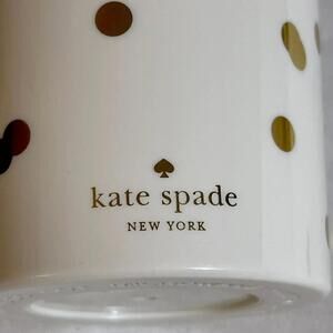 NWOT Kate Spade NY 20oz Tumbler 10”Gold Polka Dots BPA Free Barista Xmas Coffee